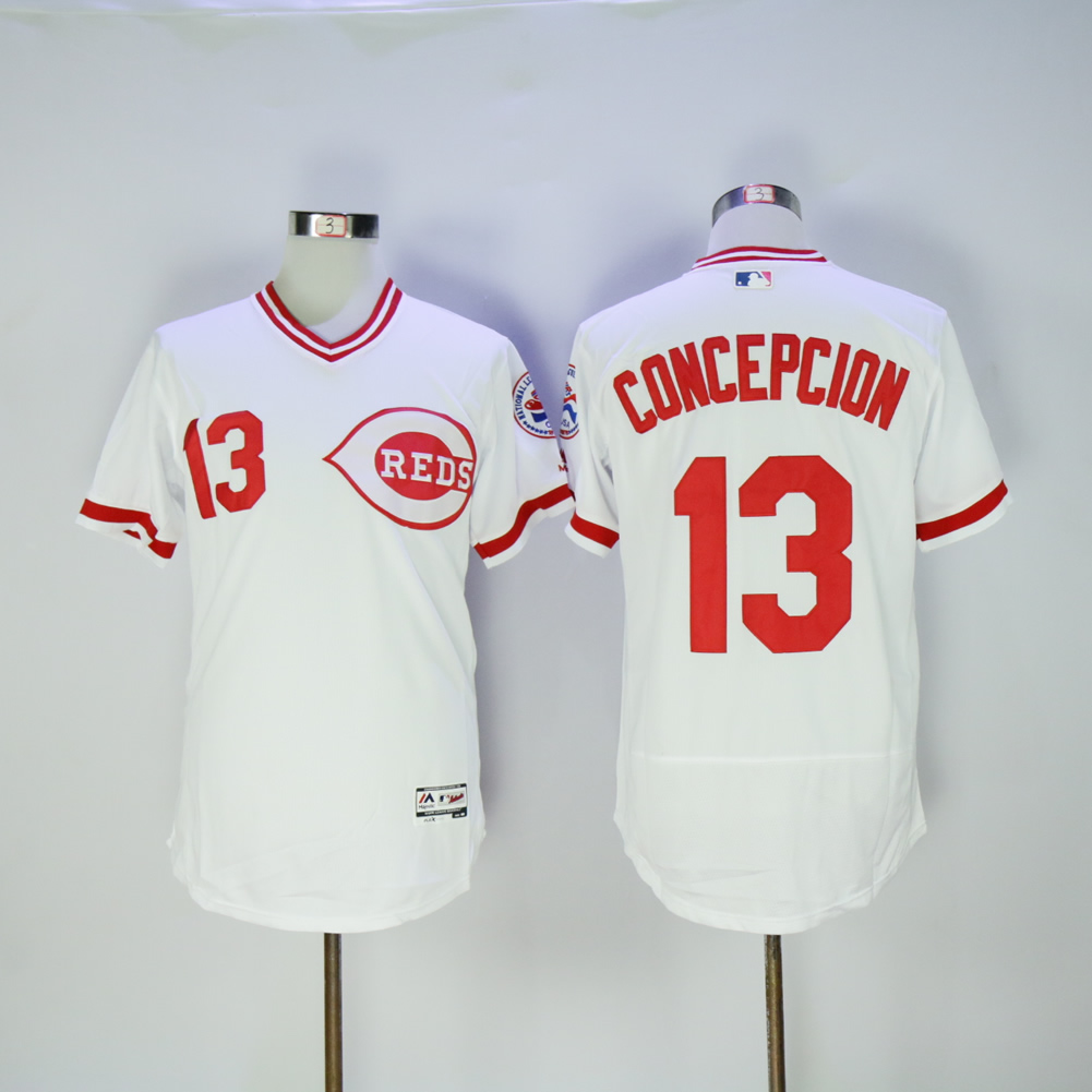 Men MLB Cincinnati Reds 13 Concepcion white Flexbase jerseys